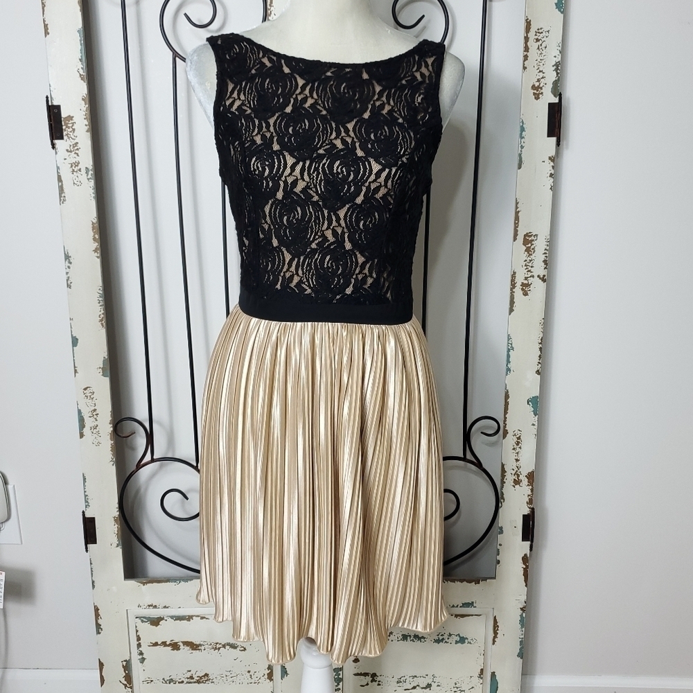 Rewind pleated and lace dress medium